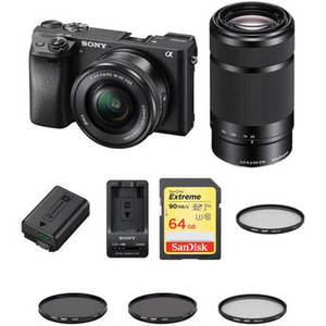 Alpha a6300 Mirrorless Digital Camera with 16-50mm and 55-210mm Lenses Premium Kit (Black)