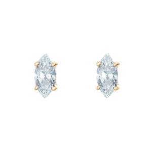 New York City Diamond District 14K Yellow Gold 3/4 cttw Marquise Diamond Stud Earrings