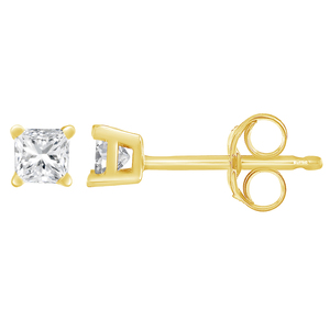 14k Yellow Gold 1/5ct TDW Certified Princess-cut Diamond Stud Earrings (I-J, I1-I2)