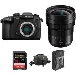 Lumix DC-GH5 Mirrorless Micro Four Thirds Digital Camera with 8-18mm Lens and Accessories Kit