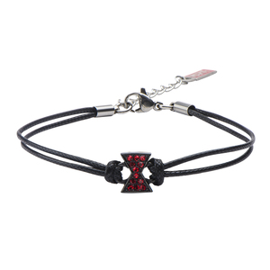 Marvel Women's Steel and Cord Black Widow Bracelet, 7"+1"