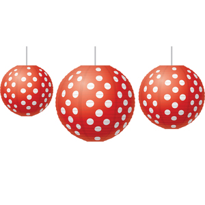 Teacher Created Resources Red Polka Dots Paper Lanterns, 3 per Set, 3 Sets