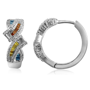 1/2 Cttw. Baguette Silver Multicolor Diamond Earring