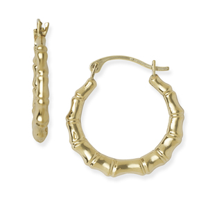 10k Yellow Gold Small Bamboo Hoop Earrings