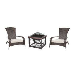 Cocktail Table Fire Pit and Set of 2 Coconino Wicker Chairs