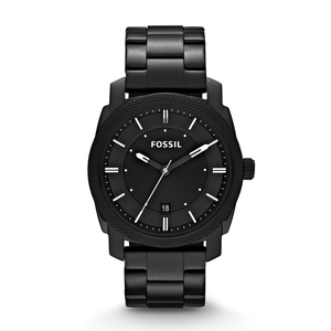 Mens Machine Black Stainless Steel Watch Black Dial