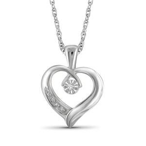 JewelonFire White Diamond Accent Sterling Silver Heart Pendant