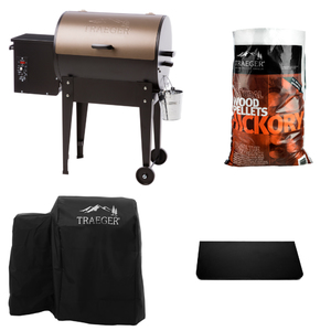 Bronze Junior Elite 20 Grill w/ Full Length Cover Hardwood Pellets and Shelf