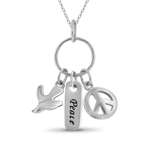 JewelonFire Sterling Silver "PEACE" Charm Pendant