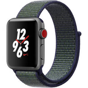 Watch Series 3 38mm Smartwatch (GPS + Cellular, Space Gray Aluminum Case, Midnight Fog Midnight Fog Nike Sport Loop)
