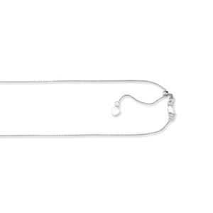 10k White Gold 0.9mm Adjustable Cable Chain Necklace - 22 Inch
