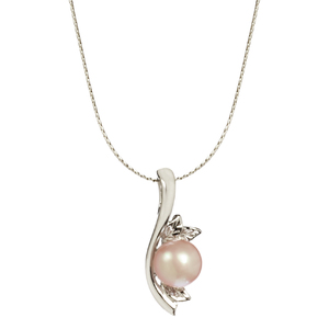 Lita Sterling Silver Pink Pearl Pendant Necklace 18&quot;