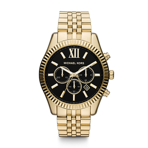Mens Lexington Gold-Tone SS Chronograph Watch Black Dial