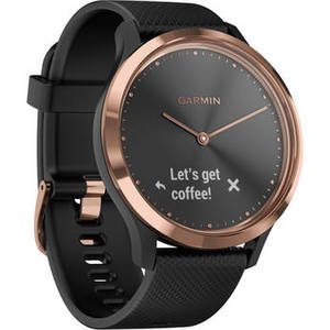 vivomove HR Sport Watch (Small/Medium, Rose Gold with Black Silicone Band)