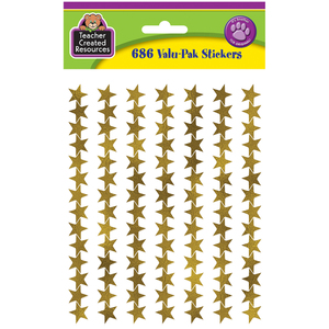 Teacher Created Resources Gold Foil Star Stickers Valu-Pak, 6 Packs