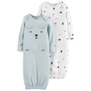 Carter's Baby Boys’ 2-Pack Bear Graphic & Print Sleeper Gowns