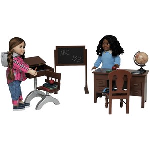 The Queen's Treasures Teacher & Student American Classroom Desks & School Books, Chalkboard, Pencil, Globe +More. Furniture & Accessories for 18&quot;Dolls