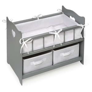 Badger Basket Doll Crib with Two Baskets - Executive Gray