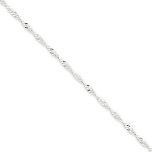 Sterling Silver 2mm Singapore Chain Necklace - 18 Inch - Lobster Claw