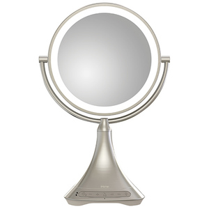 9" Double-Sided Vanity Mirror w/ BT Speaker Silver/Nickel