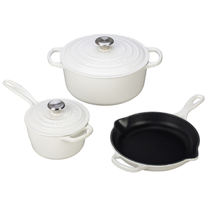 5pc Cast Iron Cookware Set White