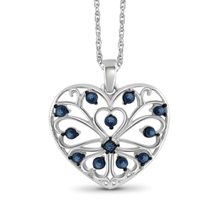 JewelonFire Blue Diamond Accent Sterling Silver Heart Pendant