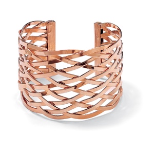 PalmBeach Jewelry Lattice Cuff Bracelet Rose Gold Plated 7 1/2"