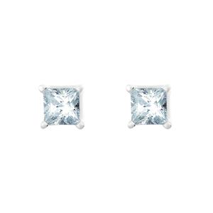 New York City Diamond District 14K White Gold 1/4 cttw Princess Cut Diamond Stud Earrings