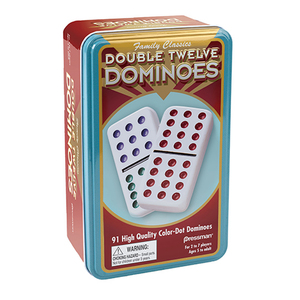 Double 12 Color Dot Dominoes In Tin