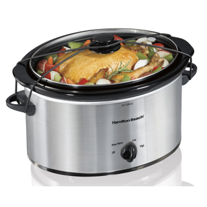 5qt Portable Oval Slow Cooker Silver