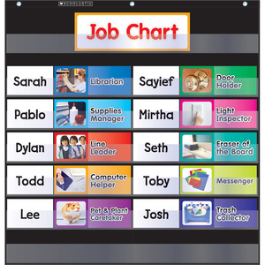Scholastic Teaching Resources Class Job Pocket Chart with Cards, Black
