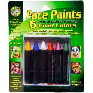 Crafty Dab  Jumbo Crayon Face Paints, Assorted Colors, 6/Pack, 6 Packs