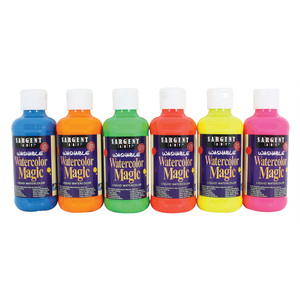 Sargent Art Watercolor Magic® Paint, 6 Fluorescent Colors, 8 oz Bottles