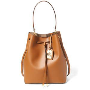 Debby Drawstring Leather Tote Brown
