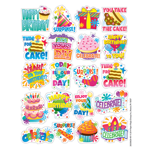 Eureka Birthday Theme Stickers, 120/Pack, 12 Packs