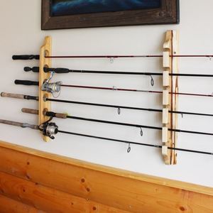 Two-Piece 6 Fishing Rod Wall & Ceiling Storage Rack