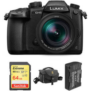 Lumix DC-GH5 Mirrorless Micro Four Thirds Digital Camera with 12-60mm Lens and Accessories Kit