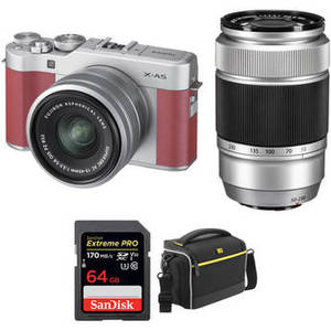 X-A5 Mirrorless Digital Camera with 15-45mm and 50-230mm Lenses Accessory Kit (Pink)