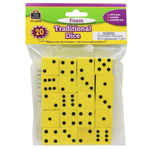 Teacher Created Resources Foam Traditional Dice, 20 per Pack, 5 Packs