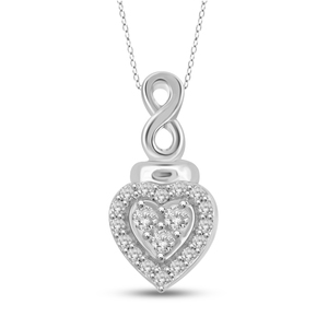 JewelonFire 1/7 Carat T.W White Diamond Sterling Silver Infinity Heart Pendant