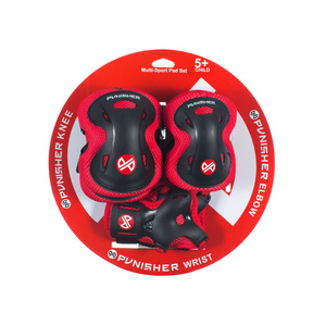 Punisher Skateboards Elbow, Knee, Wrist Pad Set, Red, Small