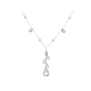 Lita Sterling Silver &quot;Y&quot; Necklace With Pearl And Crystal, 16&quot; + 2&quot;