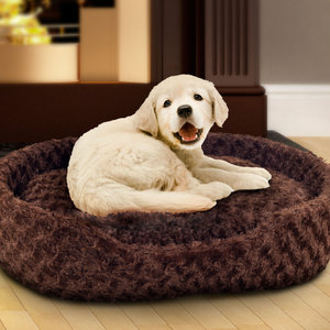 Cuddle Round Plush Pet Bed - Medium - Brown