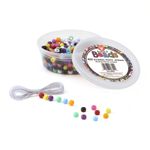 Hygloss Ed Prod Bucket O&#8217; Beads, Barrel Pony, 6 x 9 mm, 400/Pack, 5 Packs