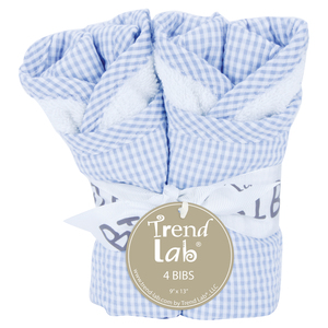 Trend Lab Blue Gingham Seersucker 4 Pack Bib Set