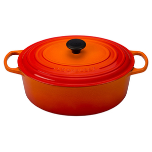 Signature Enameled Cast Iron 8 Qt Oval French Oven Flame
