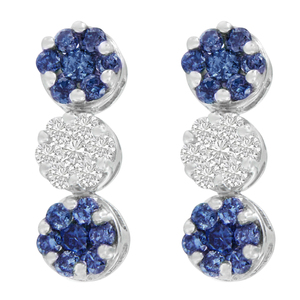 14K White Gold 2ct.TDW Round and Treated Blue-Cut Diamond Earrings (H-I,SI1-SI2)