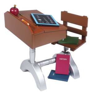 The Queen's Treasures 1930 Style School Wood Desk & 6pc School Accessories For 18&quot; Dolls & American Girl&#174; Doll Furniture