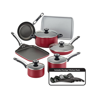 17pc High Performance Nonstick Cookware Set Red