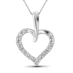 JewelonFire White Diamond Accent Sterling Silver Heart Pendant